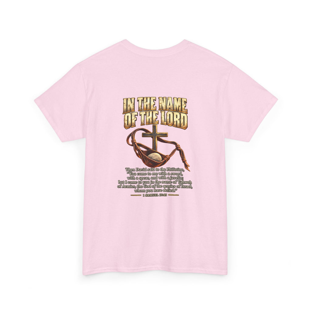 Christian Faith T-Shirt — "In the Name of the Lord" Cross & Scripture Graphic Tee