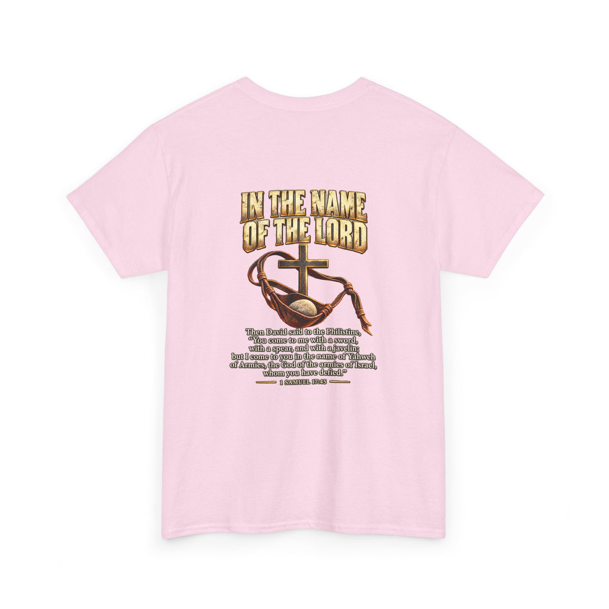 Christian Faith T-Shirt — "In the Name of the Lord" Cross & Scripture Graphic Tee