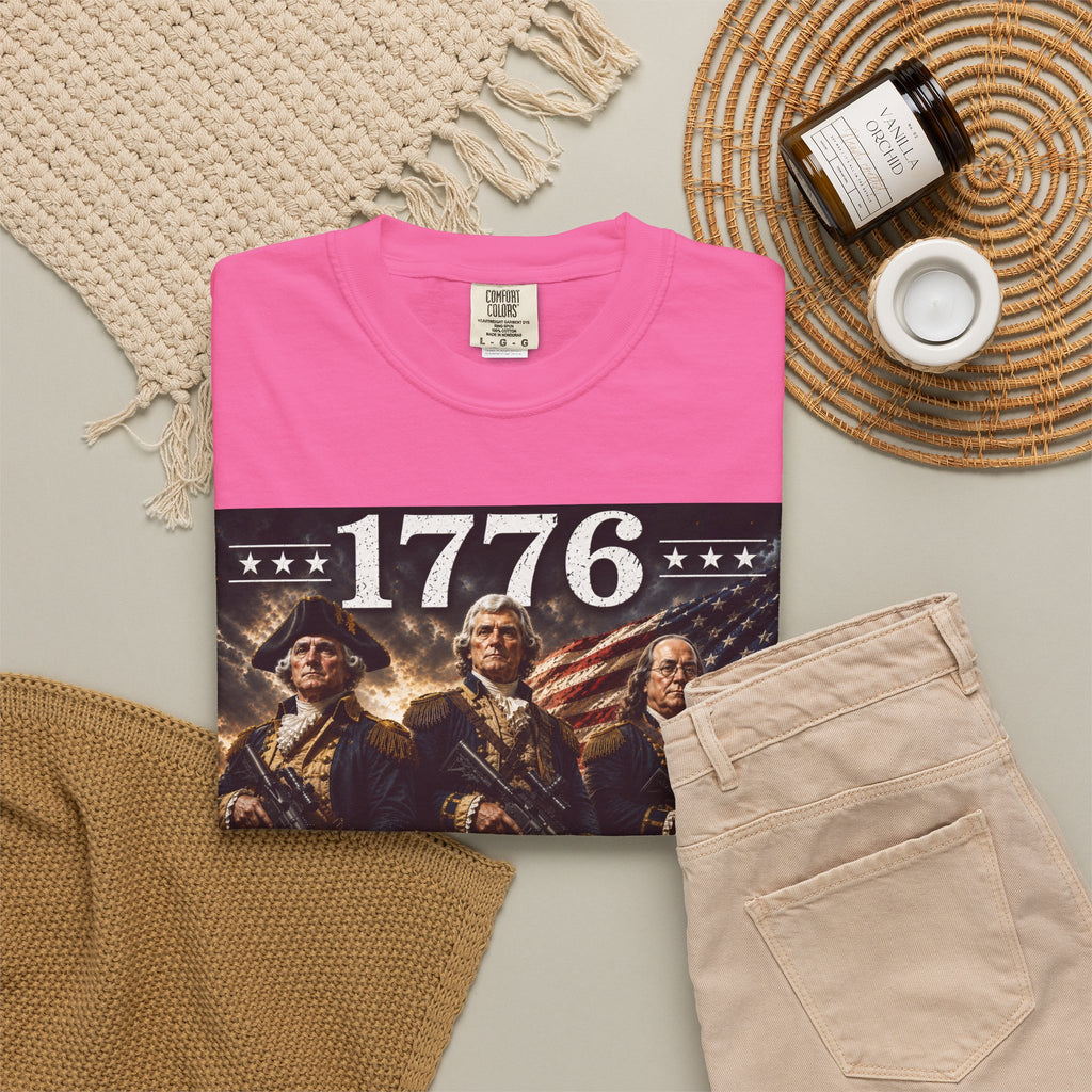 1776 Revolutionary Soldiers America First T-Shirt | Home of the Free
