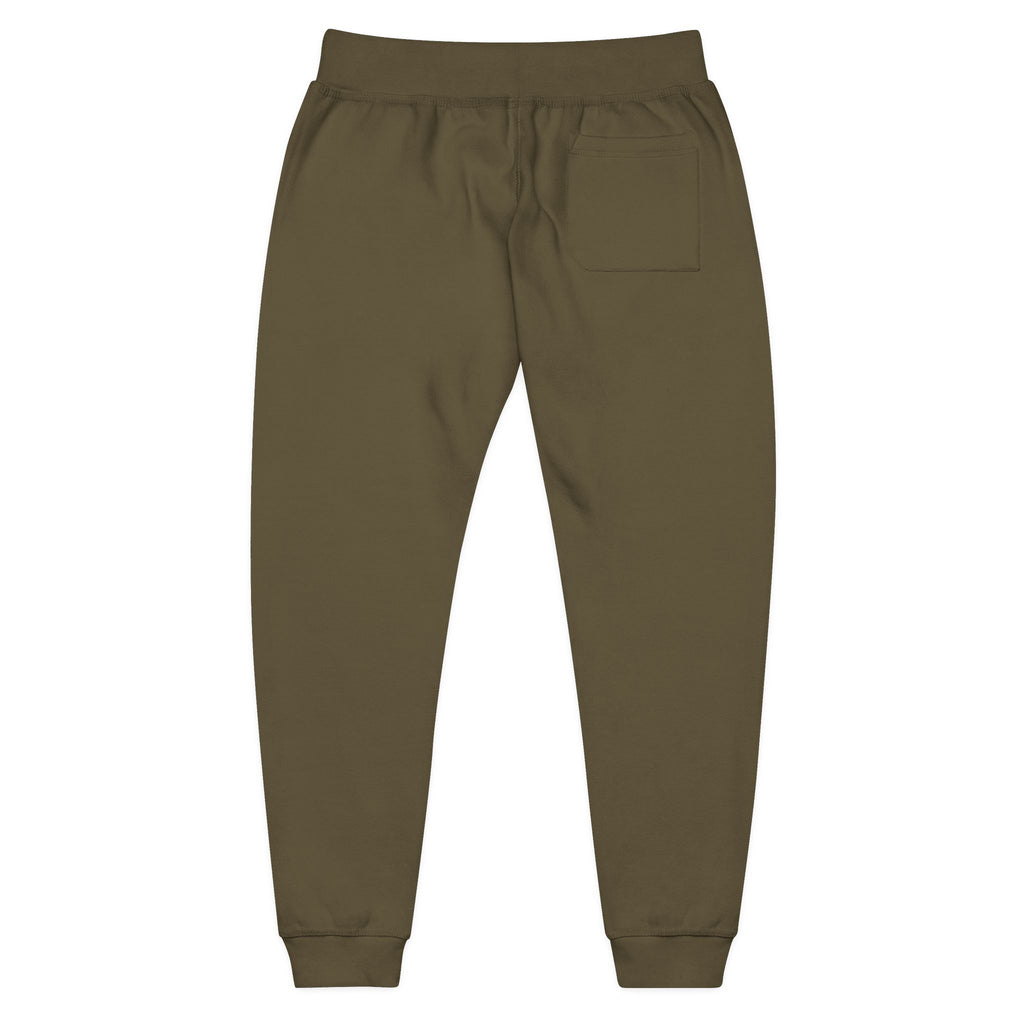 Embroidered Olive Fleece Sweatpants — Floral Patch Comfort Joggers
