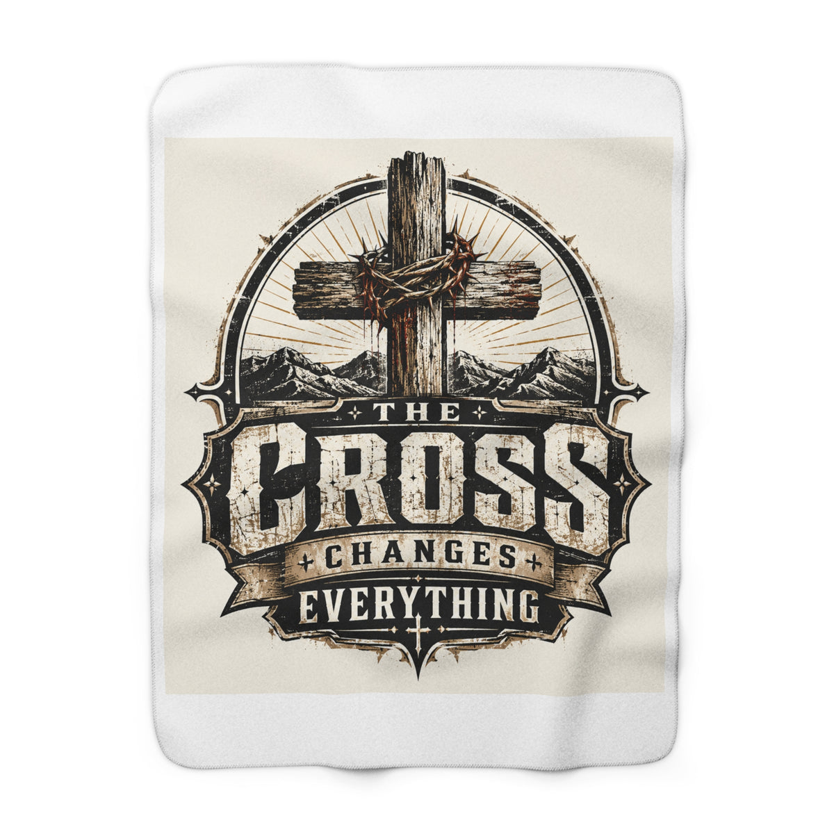 The Cross Changes Everything Christian Sherpa Fleece Blanket