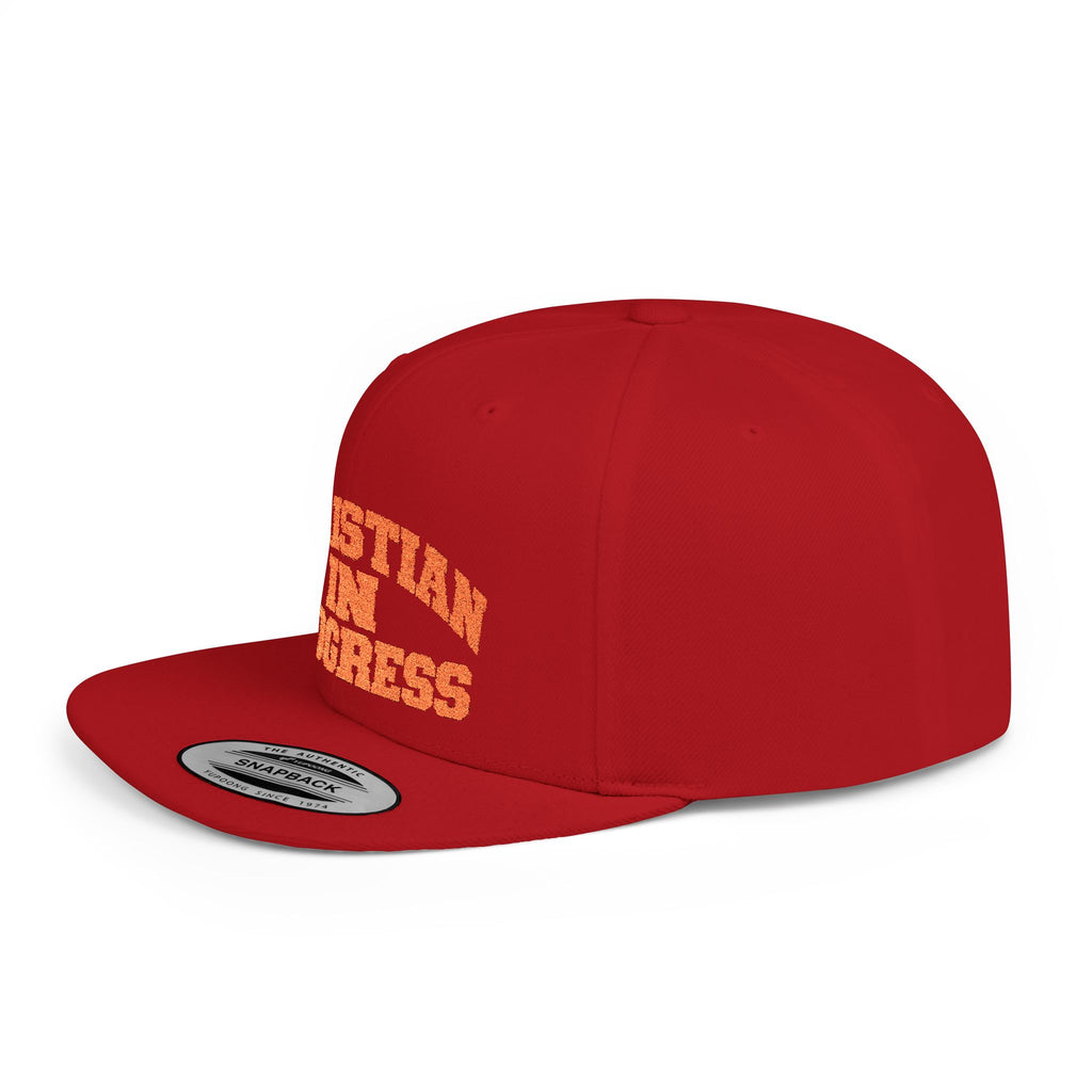 Snapback Hat — "Christian In Progress" Embroidered Flat Bill