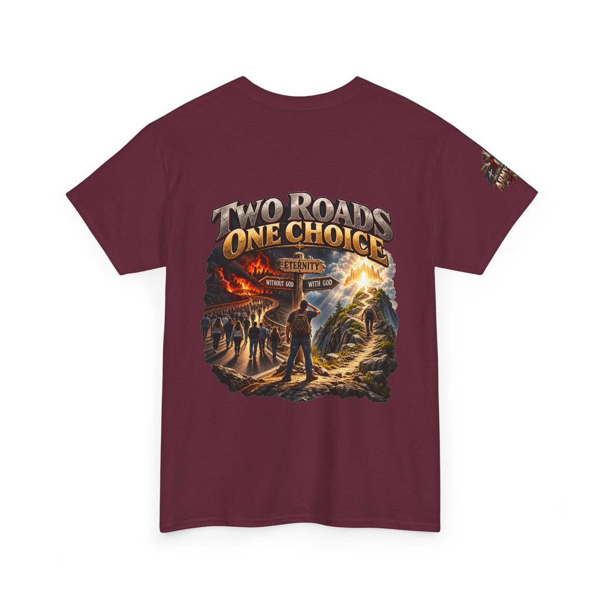 Two Roads One Choice T‑Shirt — Christian Cross Faith Graphic Tee