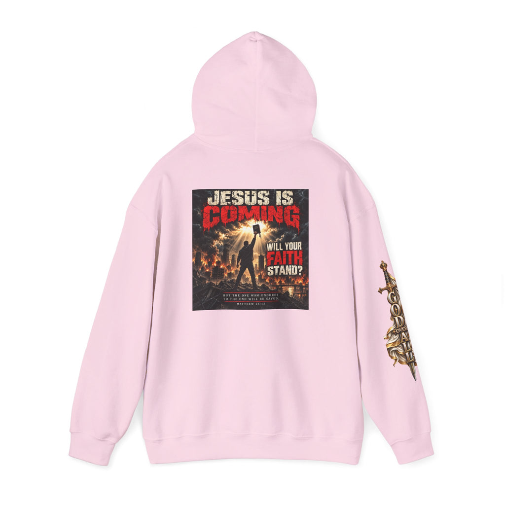 Religious Graphic Hoodie — "Jesus Is Coming / One God One Salvation" Apocalyptic Faith Sweater