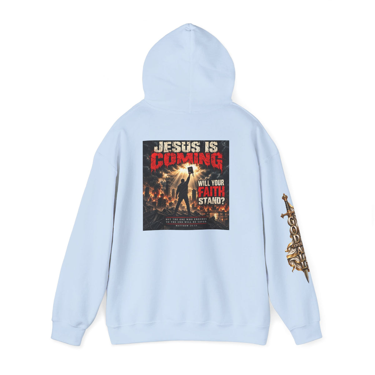 Religious Graphic Hoodie — "Jesus Is Coming / One God One Salvation" Apocalyptic Faith Sweater