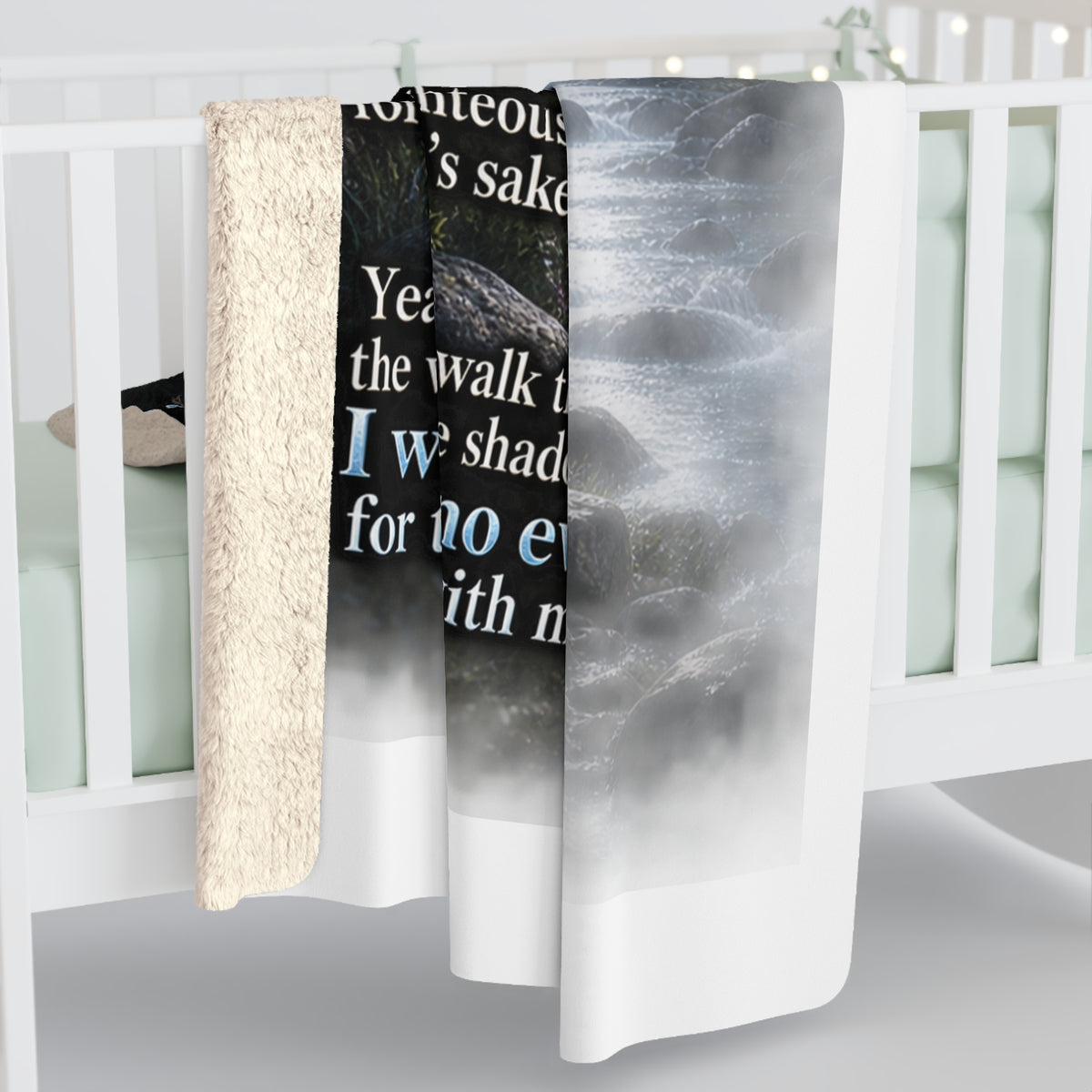 Psalm 23:1–4 Sherpa Fleece Blanket – Moonlit Shepherd Scripture Design