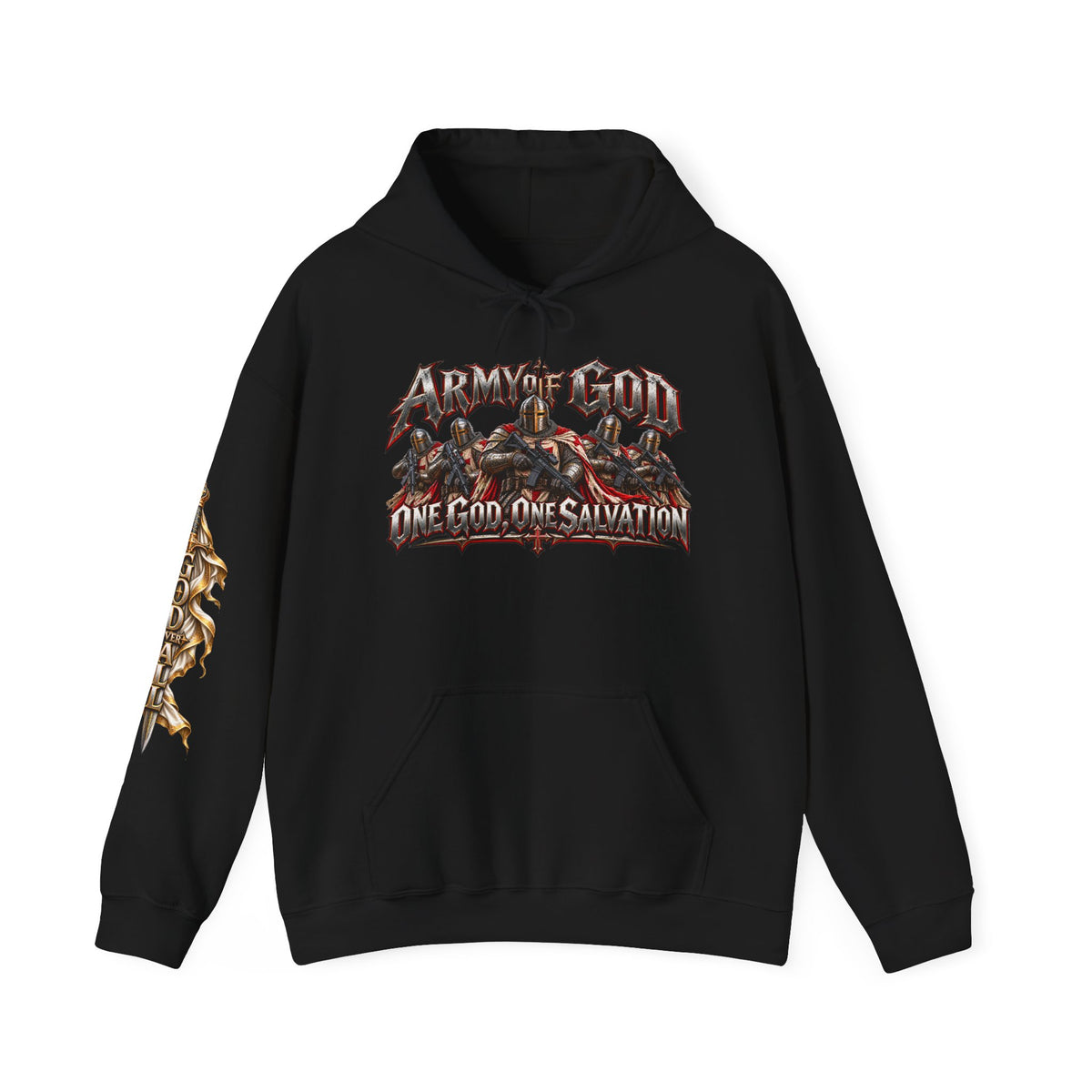 Christian Metal Hoodie - "One God, One Salvation" Graphic Pullover