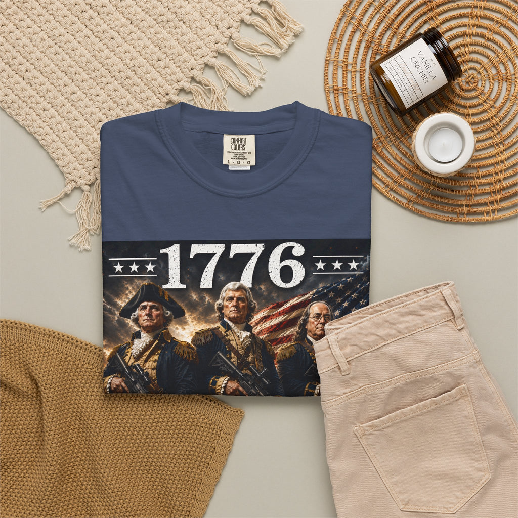 1776 Revolutionary Soldiers America First T-Shirt | Home of the Free