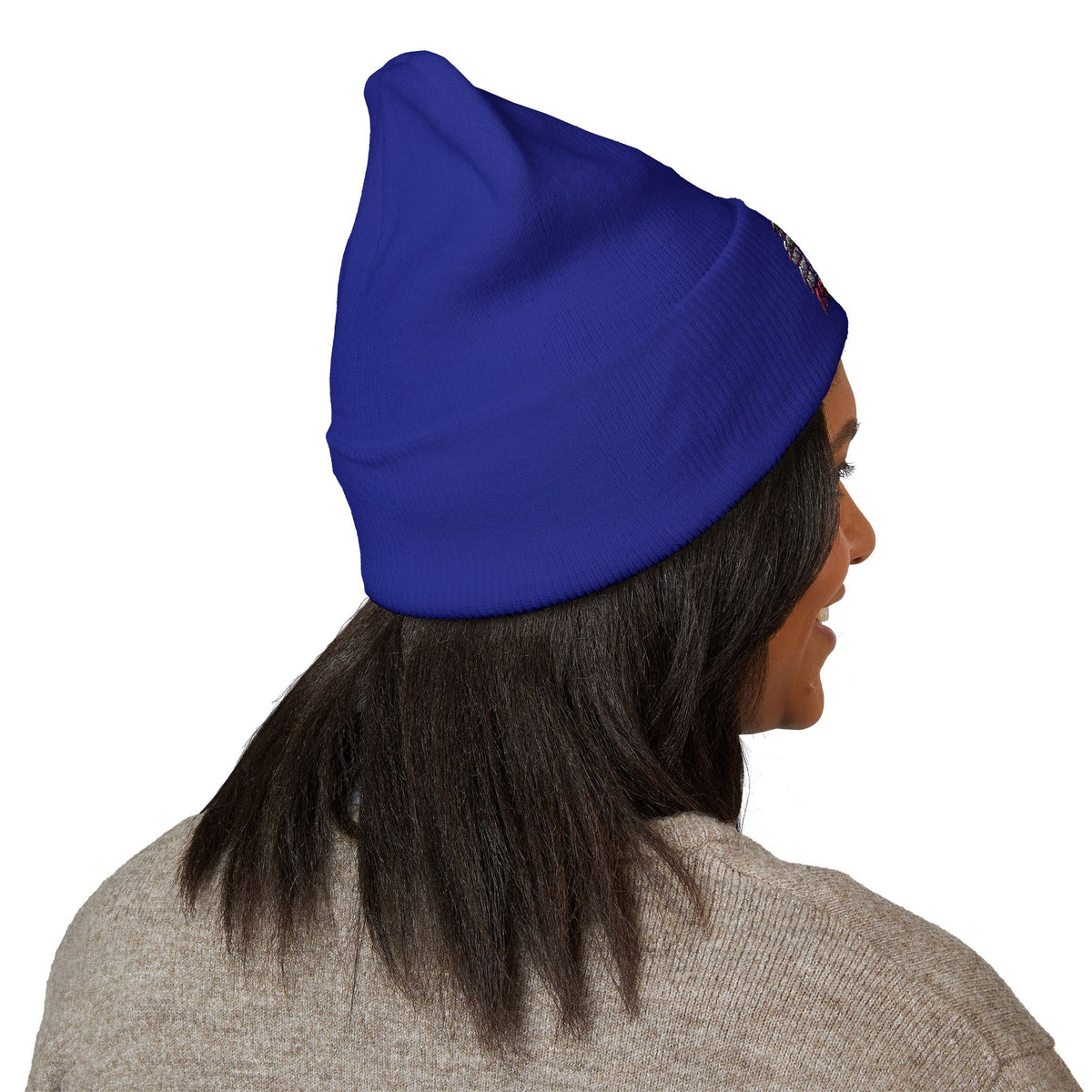 Embroidered 'Love' Script Cuffed Beanie - Classic Knit Winter Hat