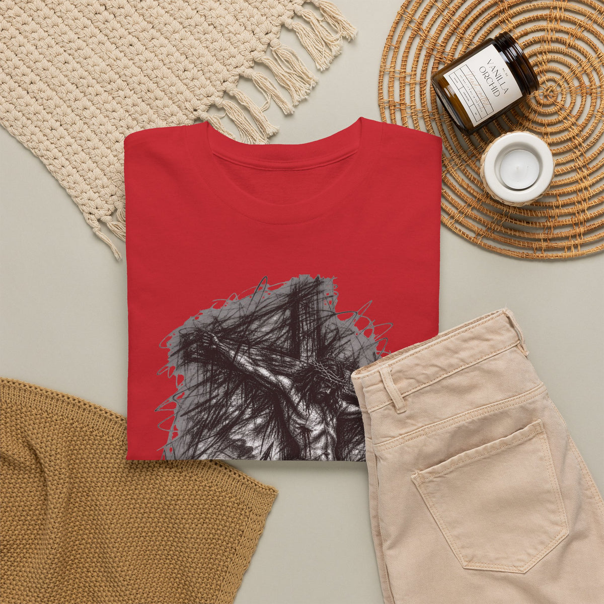 Jesus on the Cross Sketch T-Shirt – Christian Faith Design