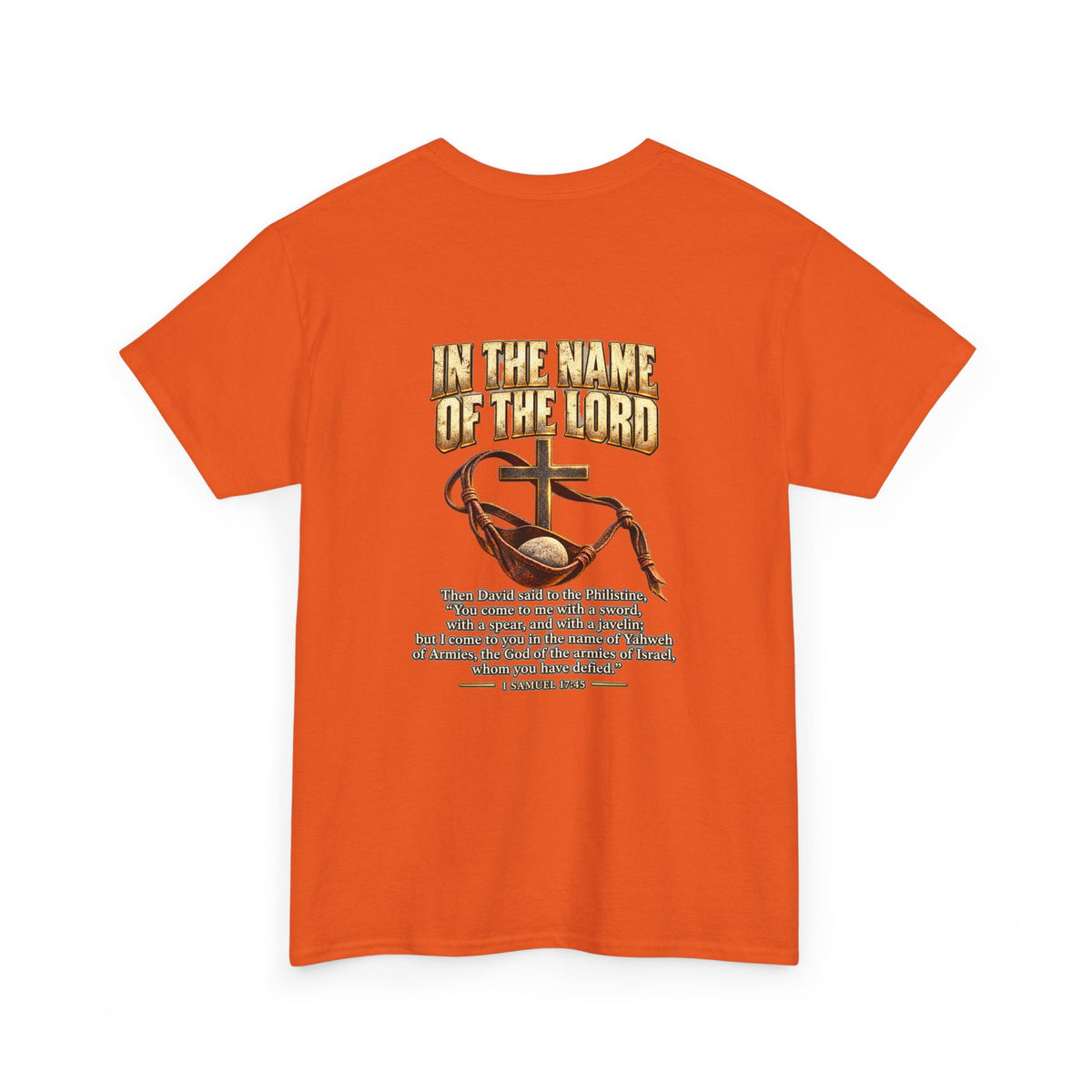 Christian Faith T-Shirt — "In the Name of the Lord" Cross & Scripture Graphic Tee