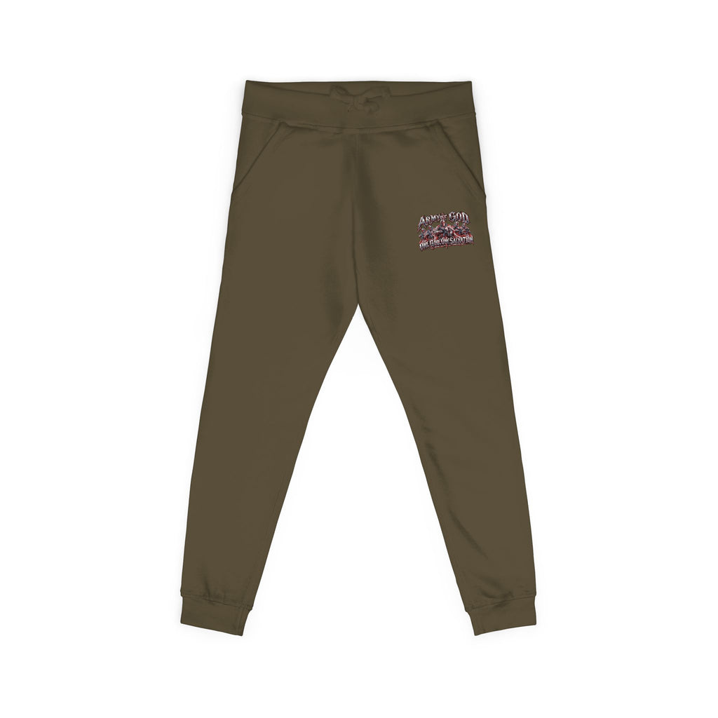 Embroidered Olive Fleece Sweatpants — Floral Patch Comfort Joggers