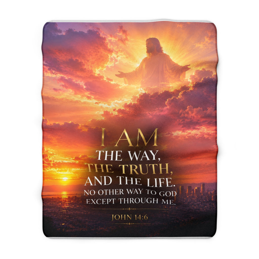 Copy of I Am The Way The Truth And The Life Sherpa Blanket | Christian Scripture John 14:6