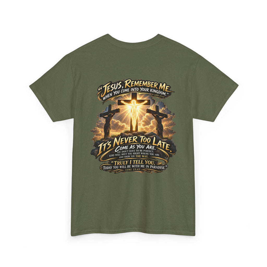 Christian Cross Chest Tee — Small Floral Cross T-Shirt