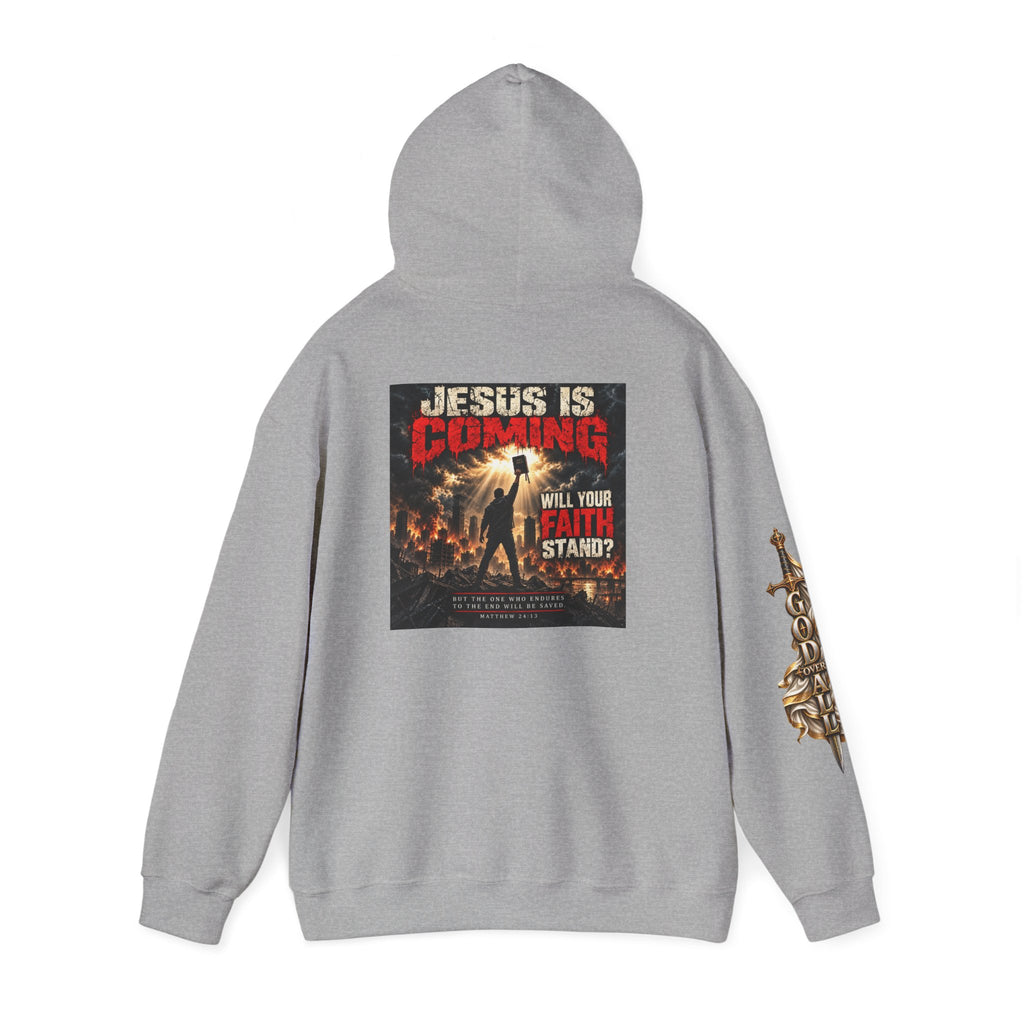 Religious Graphic Hoodie — "Jesus Is Coming / One God One Salvation" Apocalyptic Faith Sweater