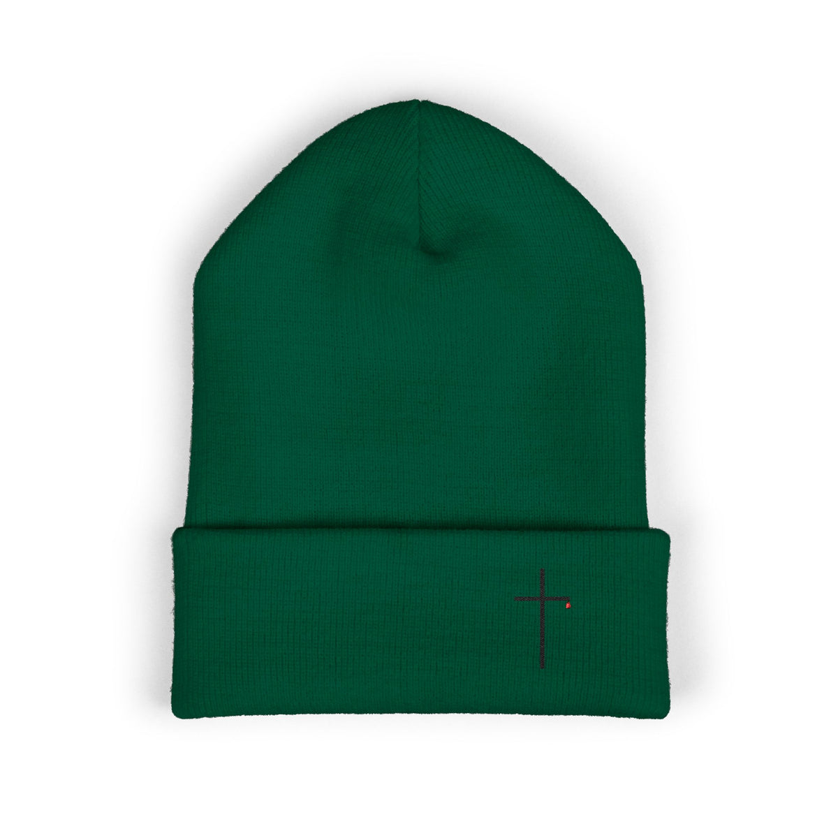 Embroidered Minimal Cross Cuffed Beanie