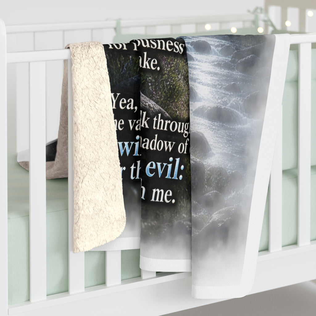 Psalm 23:1–4 Sherpa Fleece Blanket – Moonlit Shepherd Scripture Design