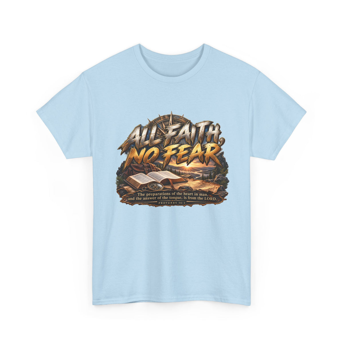 All Faith No Fear Open Bible Christian T-Shirt
