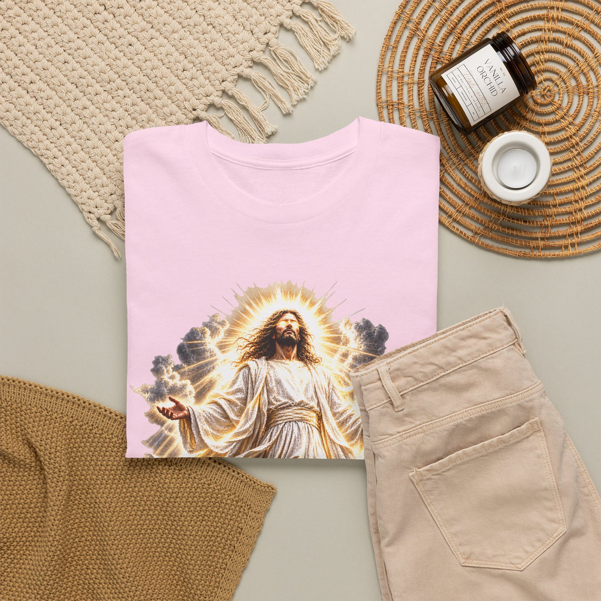 Jesus Ascending from Clouds Christian Faith T-Shirt