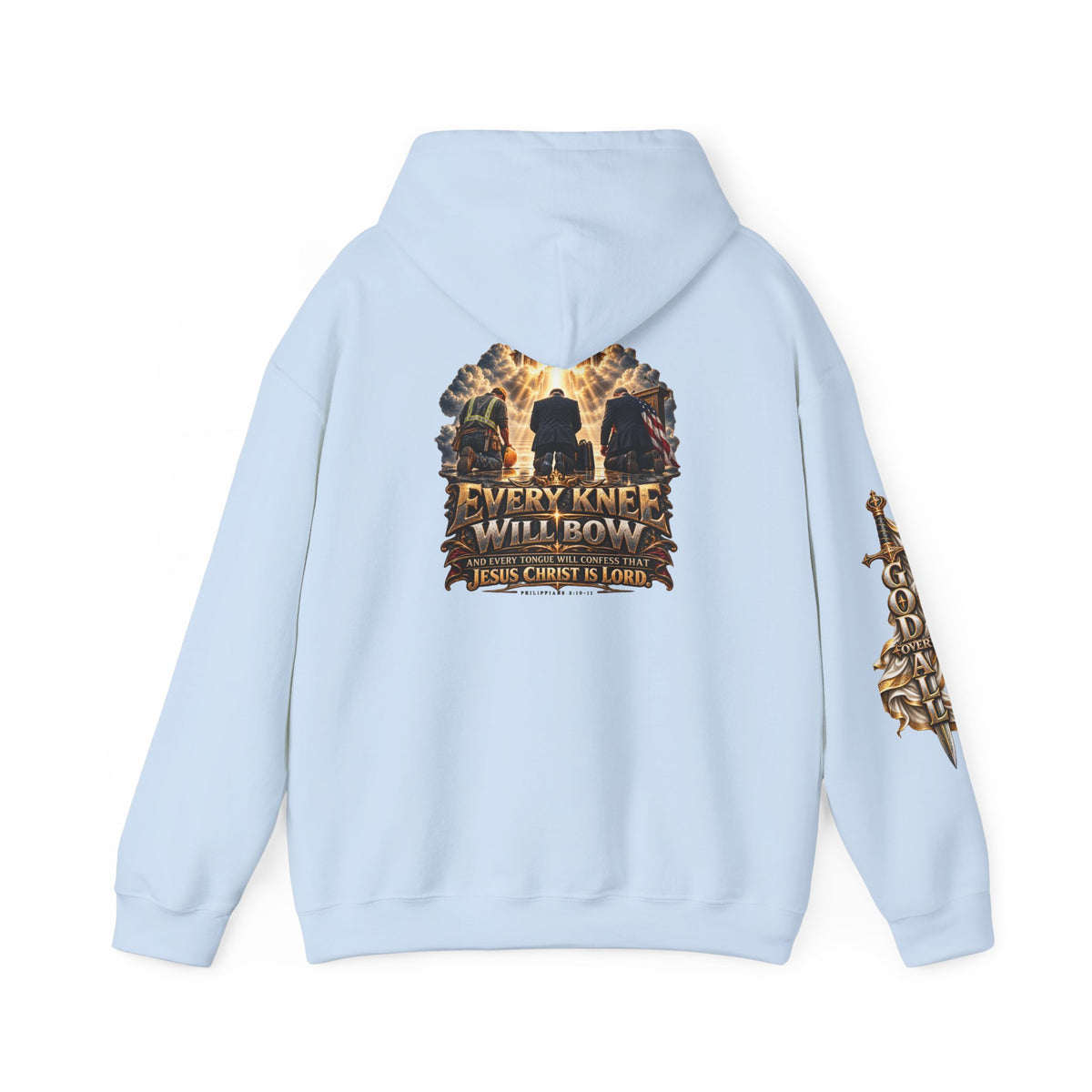 Every Knee Will Bow Hoodie — Christian Faith Graphic Pullover