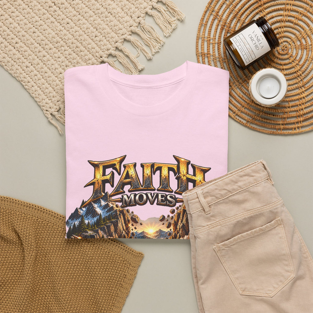 Faith Moves Mountains Inspirational Christian T-Shirt