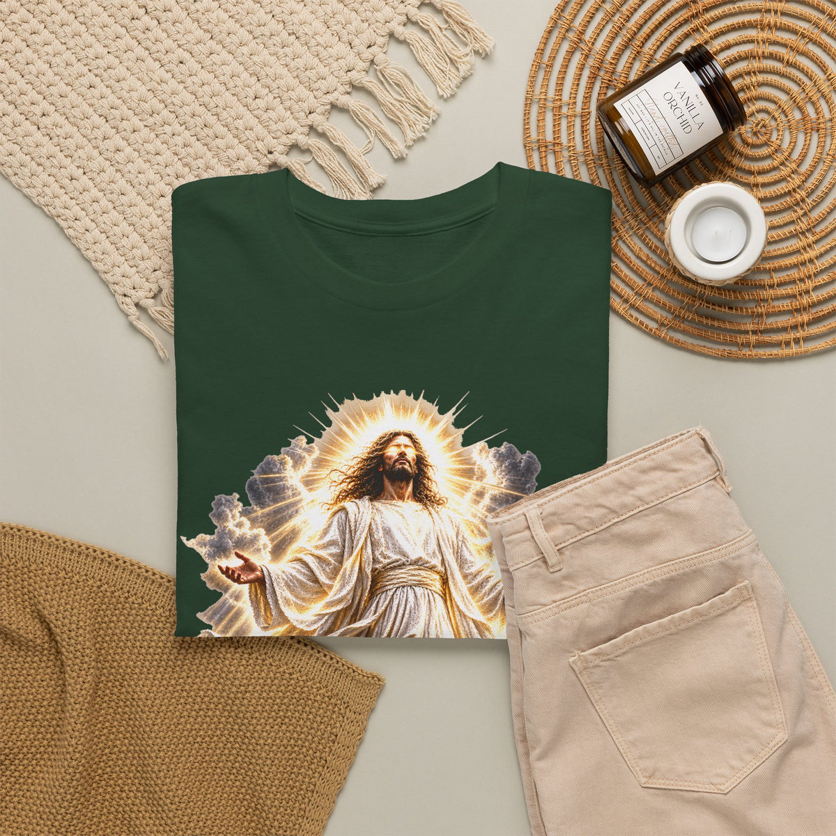 Jesus Ascending from Clouds Christian Faith T-Shirt