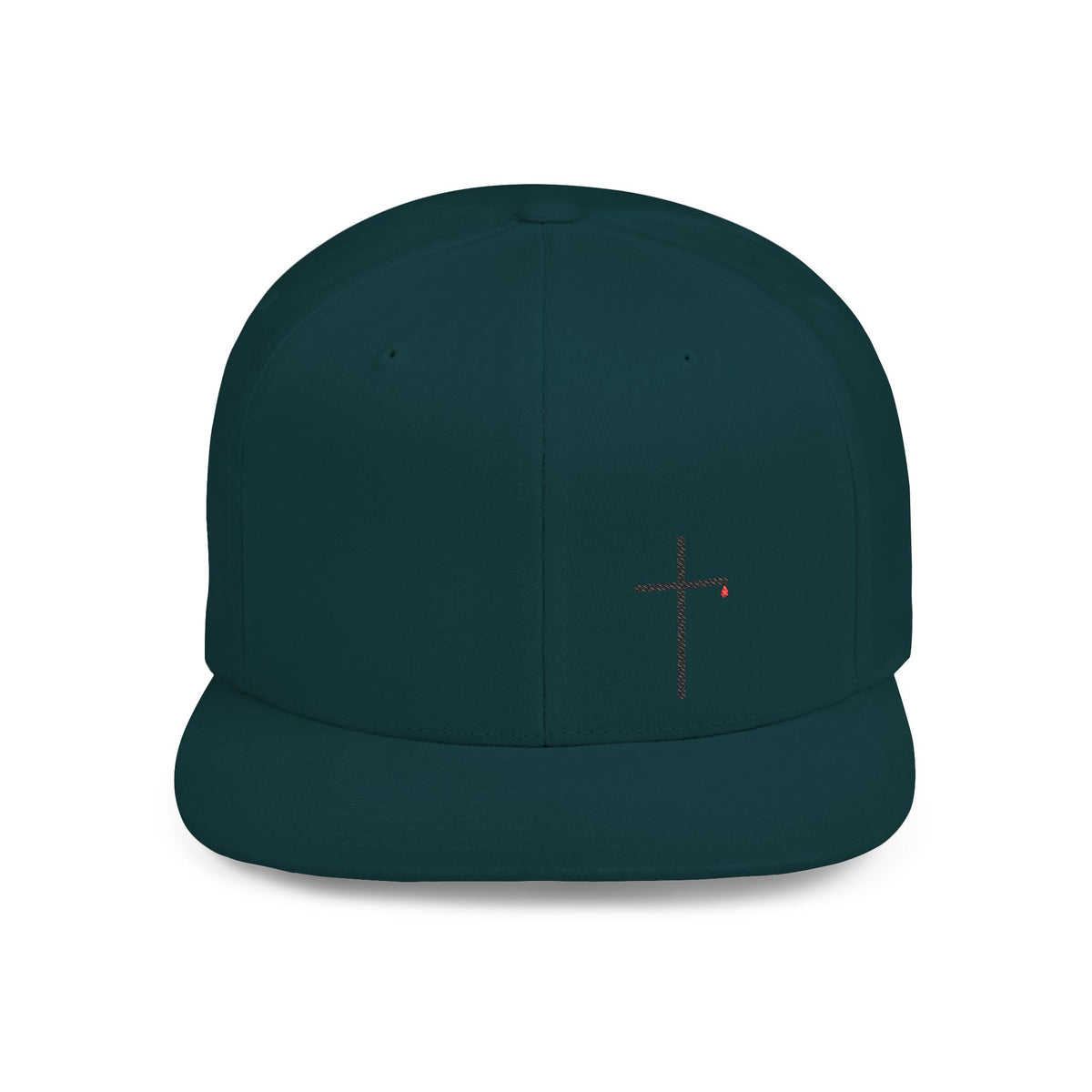 Embroidered Cross Snapback Hat — Minimal Christian Flat Bill Cap