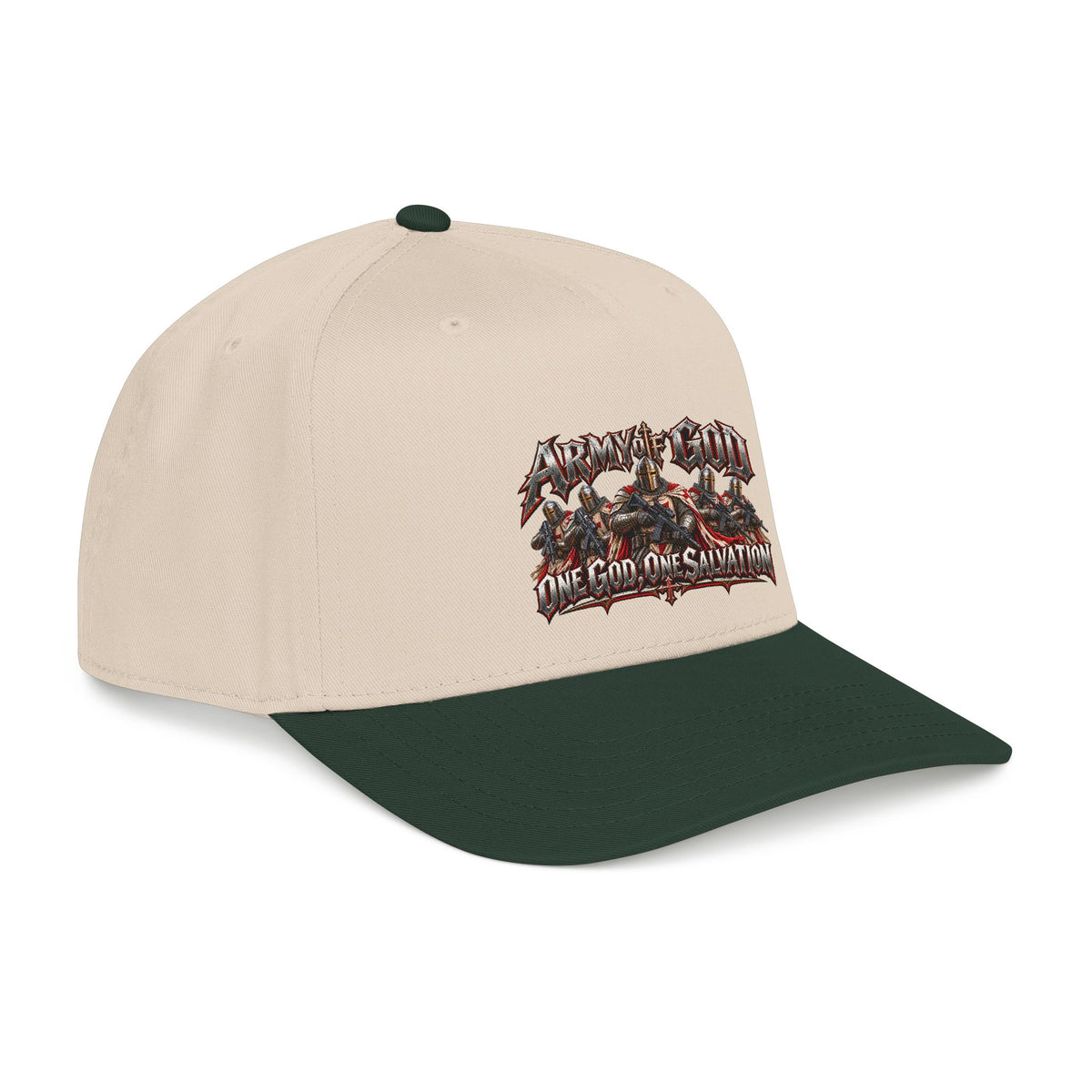 Metal Band Graphic Baseball Cap — "One God, One Salvation" Design