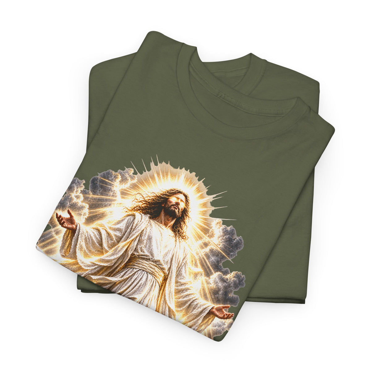 Jesus Ascending from Clouds Christian Faith T-Shirt